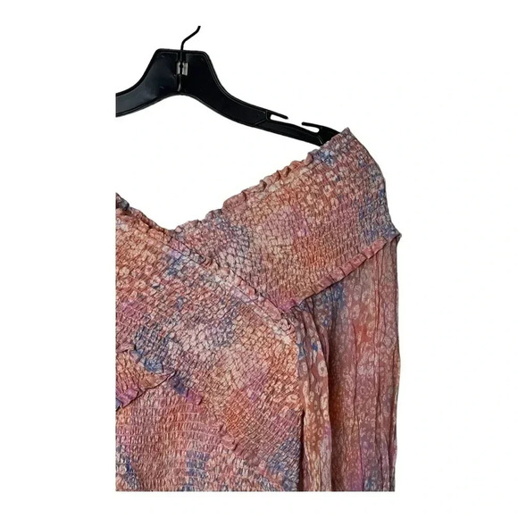 1526. BB DAKOTA BY STEVE MADDEN RUFFLED SMOCKED CROPPED BLOUSE SIZE SMALL - Picture 9 of 11
